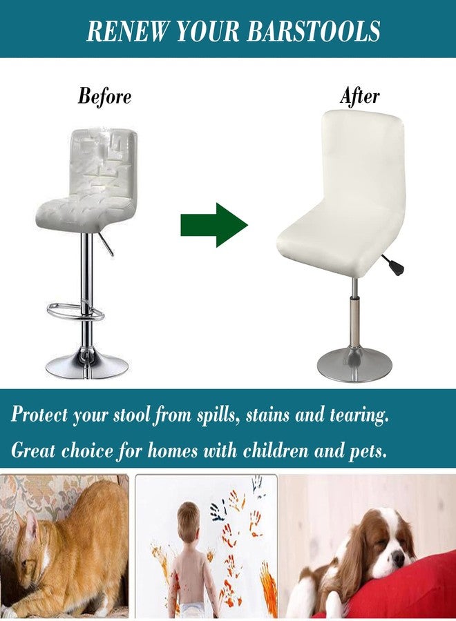 HFCNMY أغطية كراسي بار HFCNMY، عبوة من 4 قطع، مصنوعة من البولي يوريثان المقاوم للماء والمطاطي، مع مساند ظهر، قابلة للغسل، أغطية كراسي بار دوارة للكراسي ذات الظهر القصير - بيج - Image 4